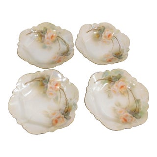 1970s Reinhold Schlegelmilch (Rs Prussia) Set of 4 Dessert Bowls With Yellow Roses For Sale