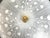 Lovely mid century textured glass flush mount ceiling light reverse painted in white stripes overlaid with trailing heart-...