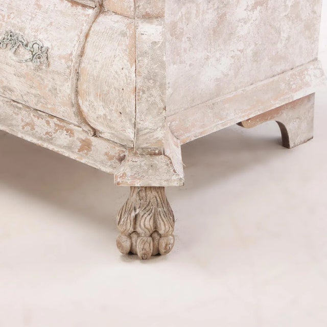 A Nineteenth Century Dutch Bombay Three Drawer Dresser in Bleached Finish With Claw Feet. For Sale - Image 4 of 5