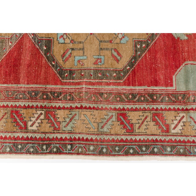Red Oushak Vintage Handknotted Area Rug For Sale - Image 8 of 10