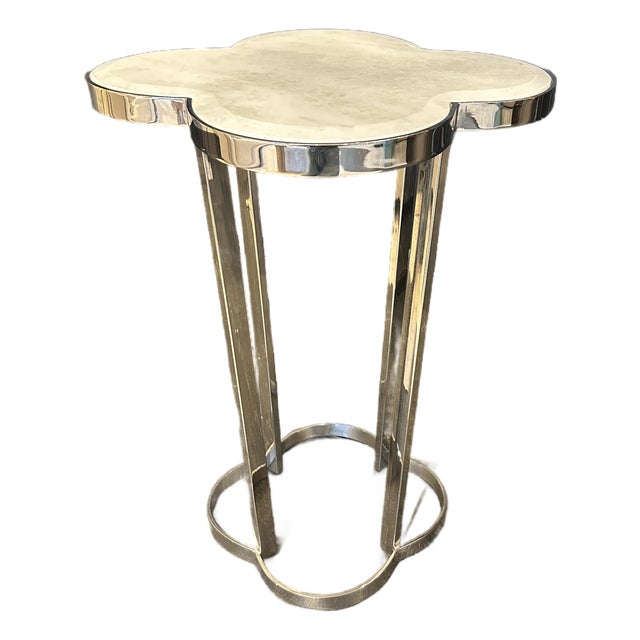 White Marble Clover Side Table For Sale