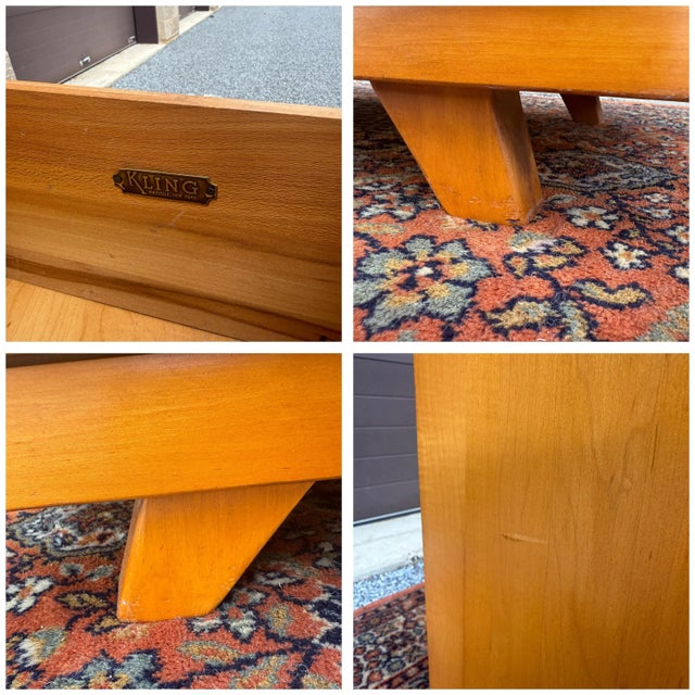 1950s Kling Furniture Maple Modern Collection Sculptural Bowfront Solid Maple 6 Drawer Low Dresser For Sale - Image 14 of 16