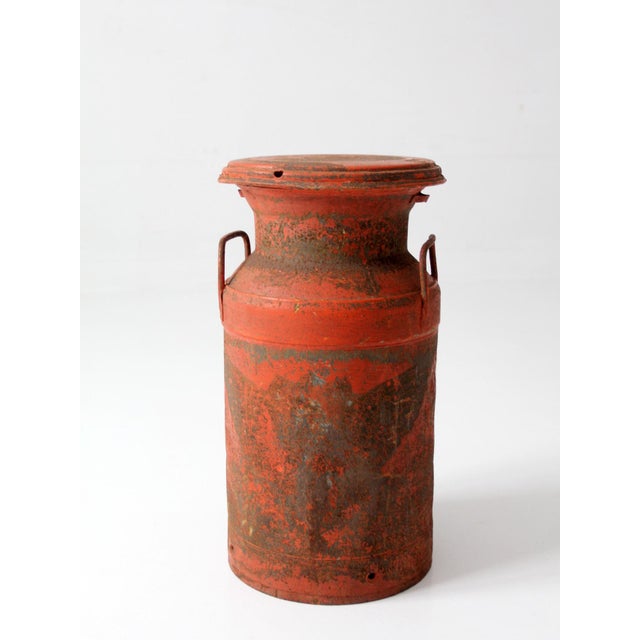 Red Vintage Farmhouse Red Milk Can For Sale - Image 8 of 17