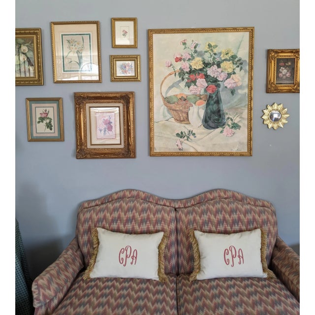 Shabby Chic Vintage Still Life Botanical Flower Bouquet Framed Art Signed For Sale - Image 3 of 11