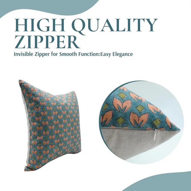 Art Deco Fabdivine Handcrafted Block Print Cushion Cover 12x20 Inch Pure Linen- Titli For Sale - Image 3 of 4