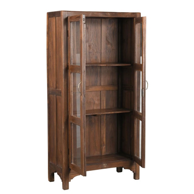 English Vintage Anglo-Indian Teakwood Bookcase/Armoire For Sale - Image 3 of 4