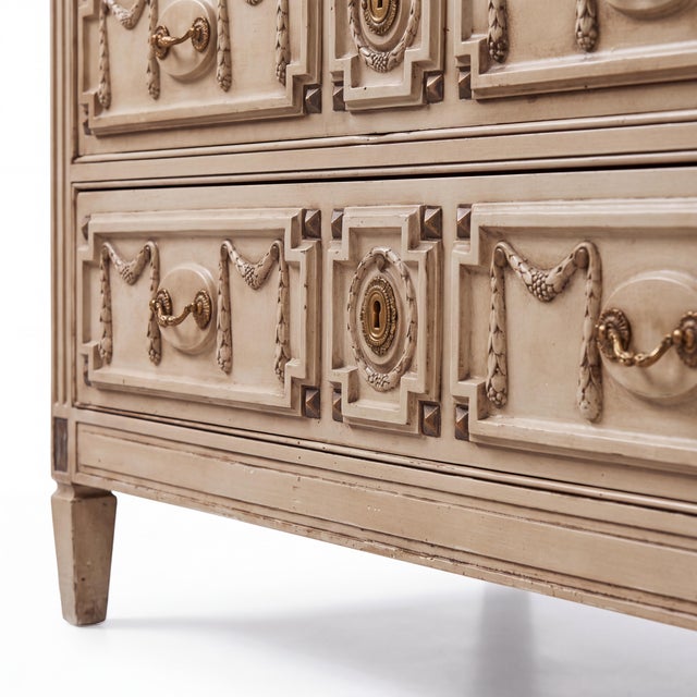 Early 20th Century French Neoclassical Style New York Commode / Chest With Bronze & Travertine Top For Sale - Image 5 of 6