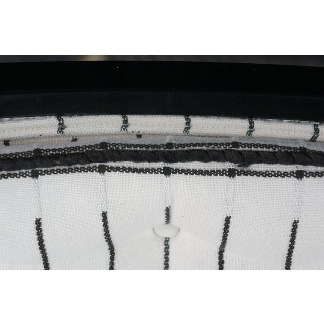 Mid Century Diminutive Black Lacquer Tufted & Striped Chinoiserie Arm Chair For Sale - Image 11 of 18