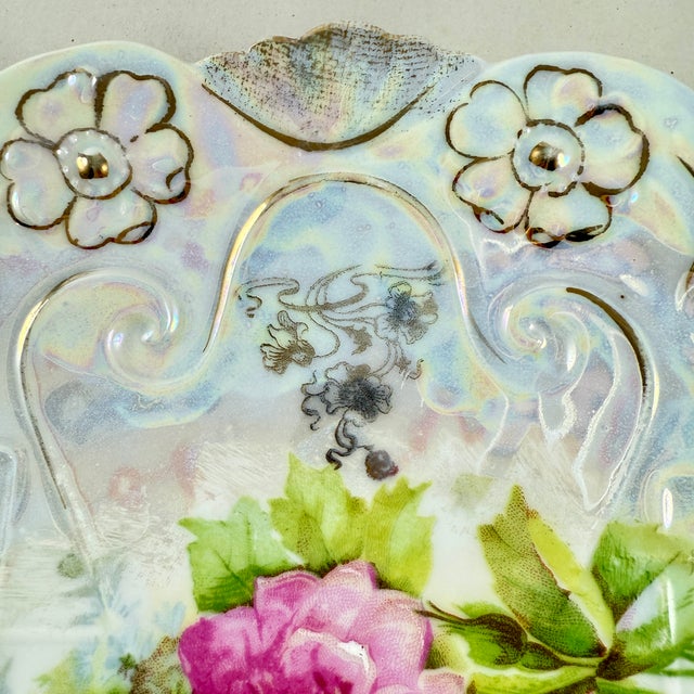 Tl Lehmann Bavarian Porcelain Iridescent Handled Rose Bowl For Sale In Philadelphia - Image 6 of 12