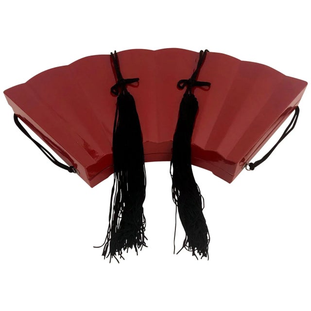 Paint Japanese Lacquer Ware Fan-Shaped Box with Compartments For Sale - Image 7 of 7