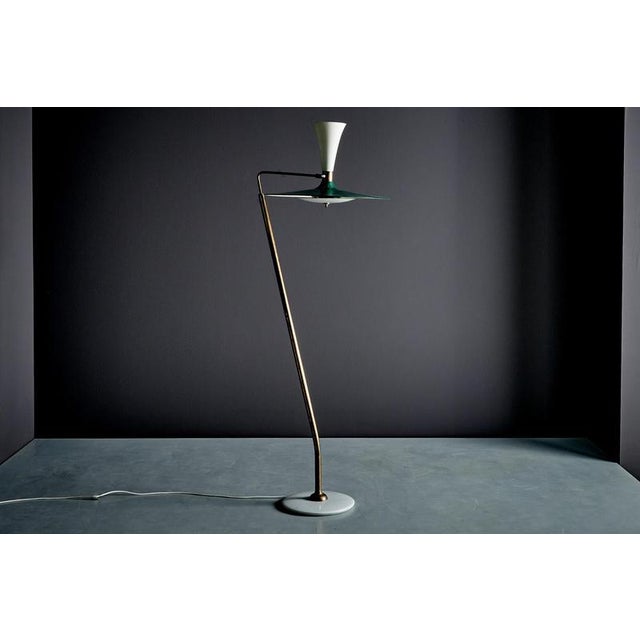 Floor Lamp with White Marble Base in the style of Stilnovo, Italy, 1950s For Sale - Image 16 of 17