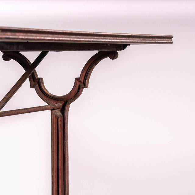 1920's Original French Intricate Relief Cast Base Bistro Dining Table (3493). Classic very original French bistro table...