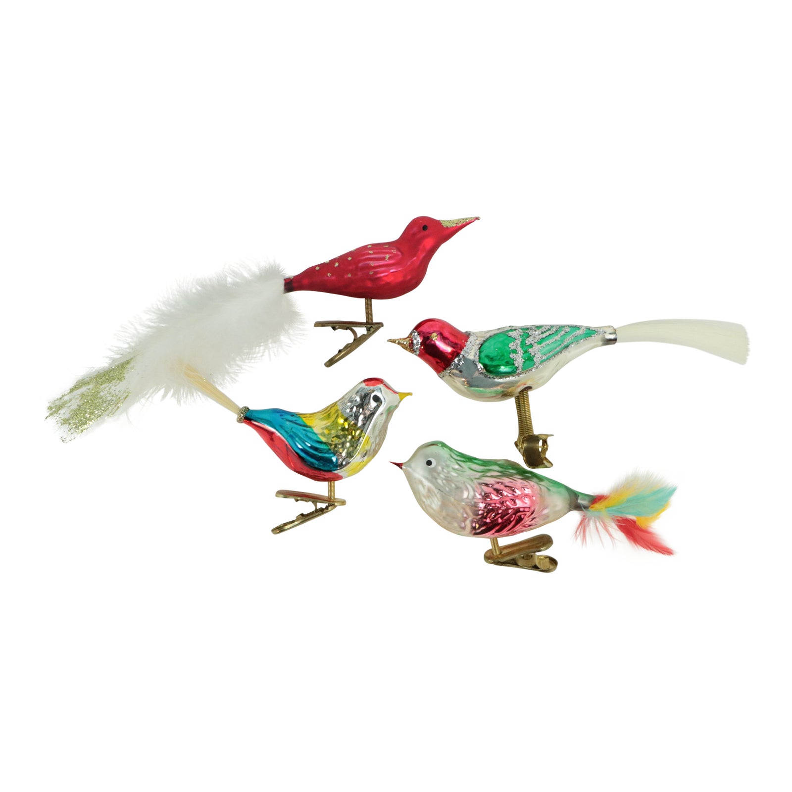 Blown Glass Clip Bird Christmas Ornaments Set of 4 Chairish