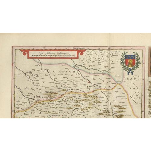 Blue Antique Map of Limousin and Limagne from Blaeu, France, 1642 For Sale - Image 8 of 11