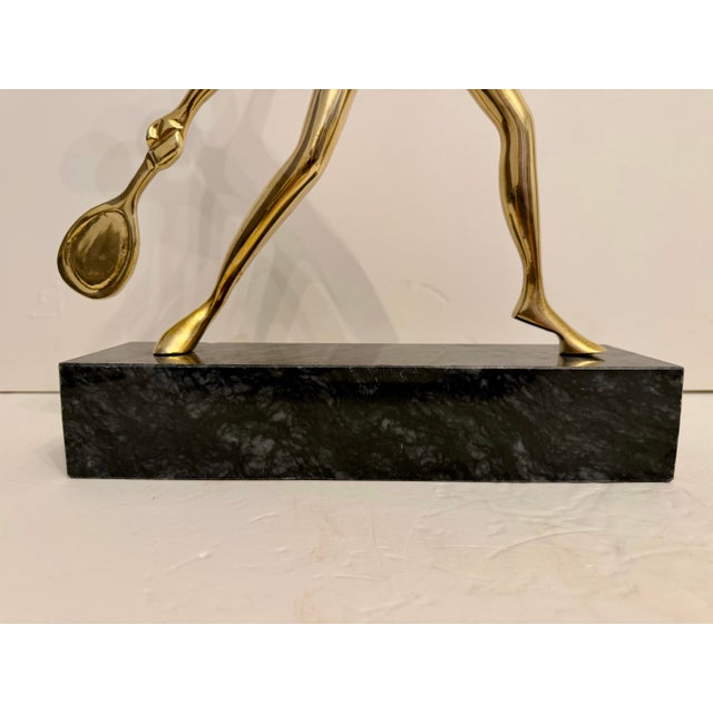 Us Open Tennis Player Sculpture in Solid Brass on Marble Base For Sale - Image 10 of 12