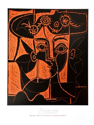 1980s "Grande Tete de Femme au Chapeau Orne" Print After Pablo Picasso