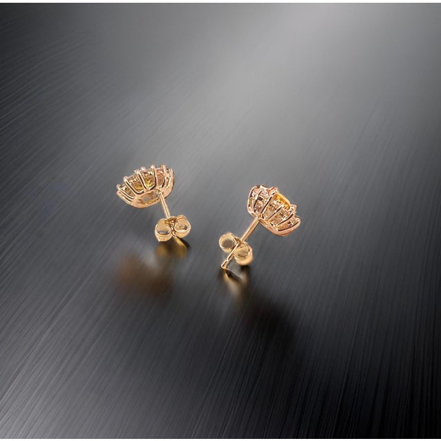 Natural Sapphire Diamond Stud Earrings 14k Yellow Gold 2 TCW Certified For Sale - Image 4 of 13