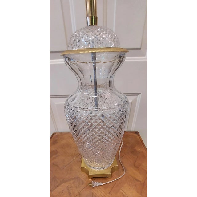Transparent 1980s Marbro Cut Crystal & Brass Table Lamp Signed For Sale - Image 8 of 13