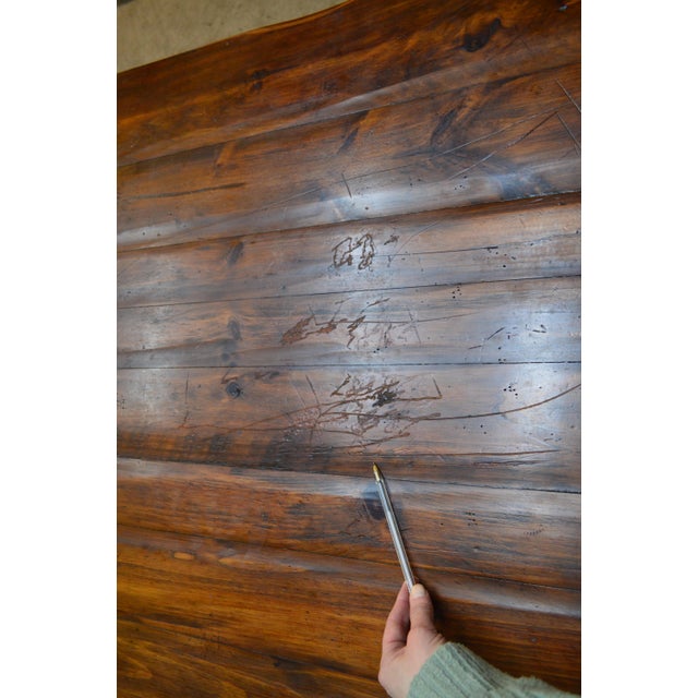 Ralph Lauren Distressed Pine Farmhouse Trestle Dining Table For Sale - Image 10 of 11