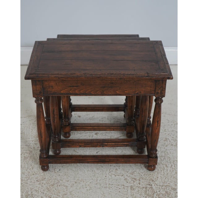 Guy Chaddock Jacobean Distressed Oak Nesting Tables For Sale - Image 15 of 17