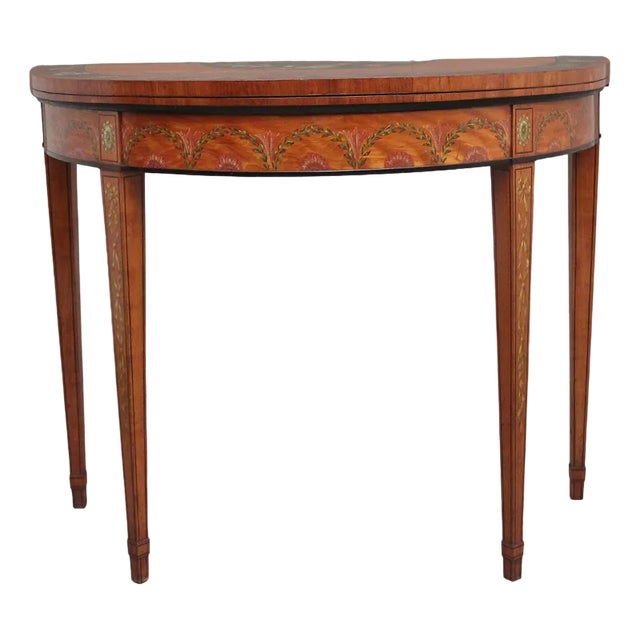 Antique Painted Satinwood Card Table, 1820 For Sale