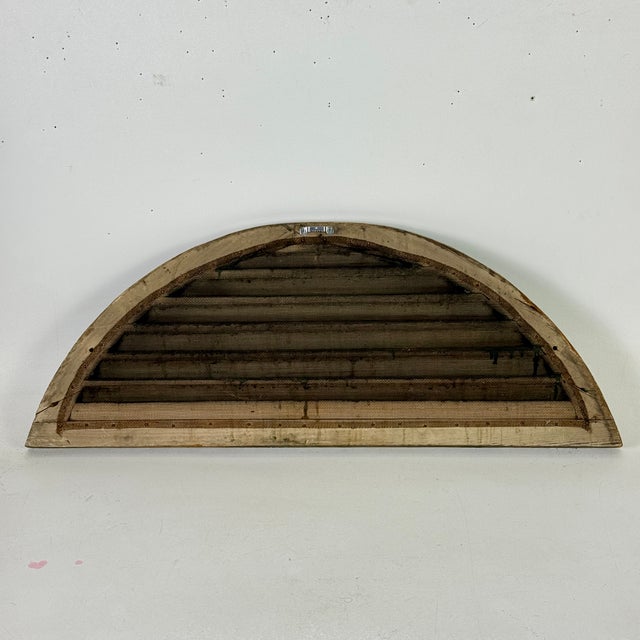 Green Antique Architectural Salvage Half-Round Arched Wooden Louvre in Green Paint For Sale - Image 8 of 10
