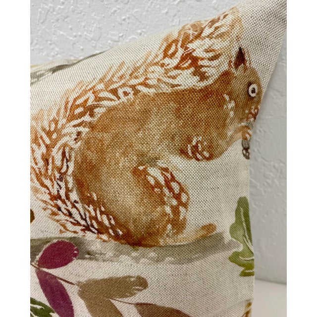 16" Square Pillow Featuring a Scurrying Squirrel and Tree With Fall Colored Foliage Pattern- Made in Uk. For Sale - Image 4 of 12