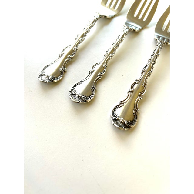 50's Gorham "Strasbourg" Pattern Sterling Silver Fish Forks Set of 3 6.25"L