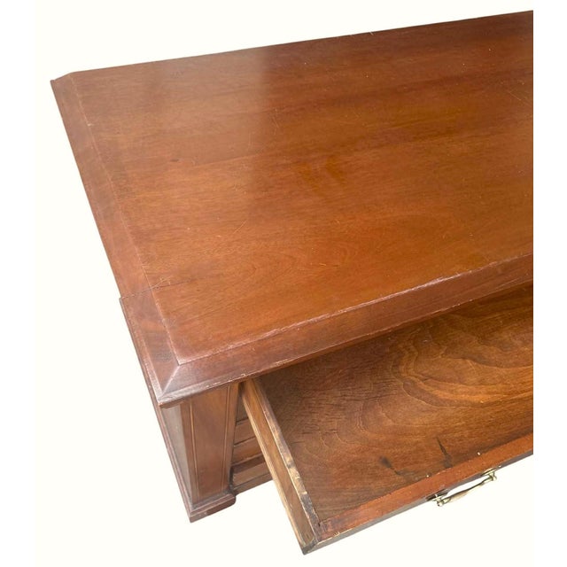 Monumental Antique Edwardian English Wide Solid Cherry Wood Credenza - Circa 1905 For Sale In Saint Louis - Image 6 of 10