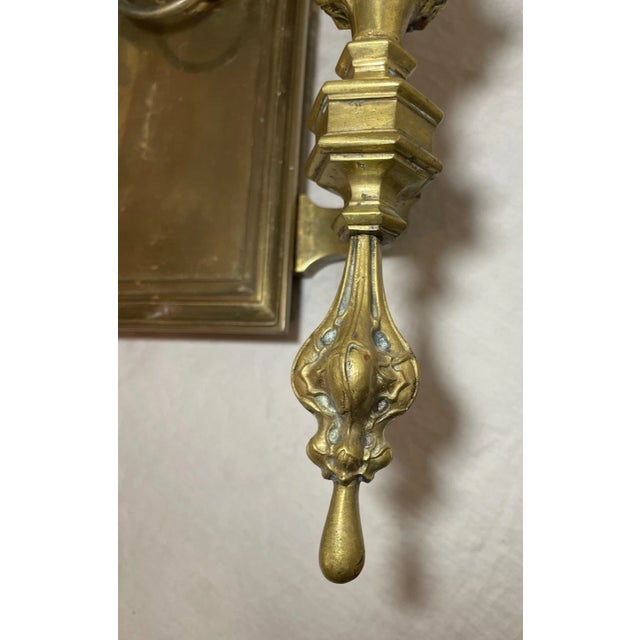 Large Heavy Antique Ornate Gothic Bronze Lion Head Electric Wall Sconce Fixture For Sale - Image 9 of 12