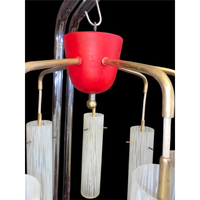 Mid-Century Modern Hanging Lamp in Brass and Glass, 1950s For Sale - Image 4 of 18