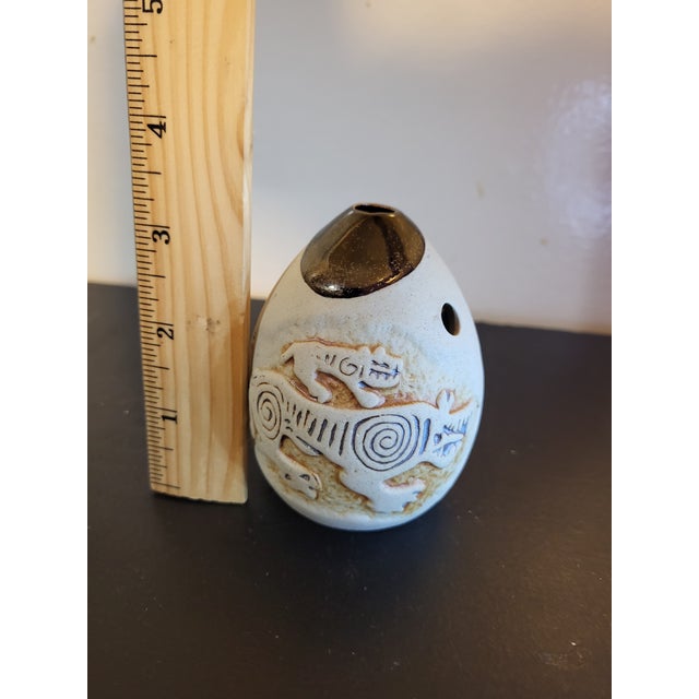 Tan Asian Ceramic Ocarina Flute For Sale - Image 8 of 9