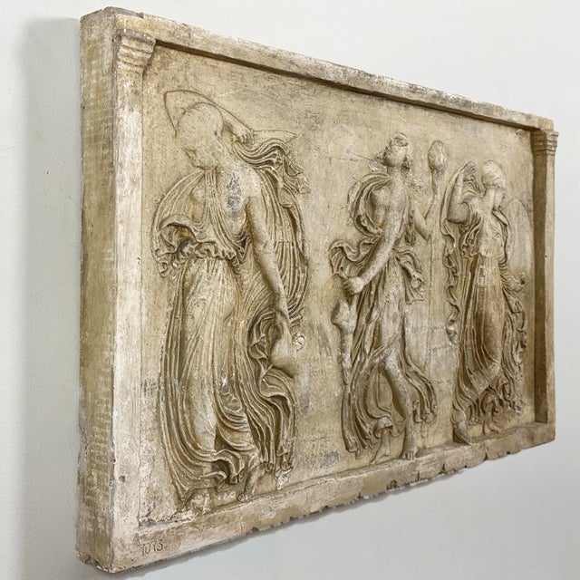 Figurative Antique Italian Neoclassical Plaster Bas-Relief – Dance of the Maenads For Sale - Image 3 of 12
