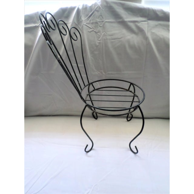 Vintage Black Metal Chair-Form Plant Stand For Sale - Image 4 of 5