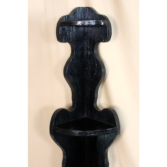 1970s Tall Folk Art Black Scroll Corner Shelf For Sale - Image 9 of 14