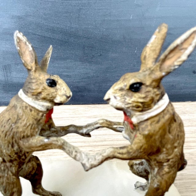Late 19th Century Austrian or Vienna Cold Painted Bronze Boxing Rabbits ...