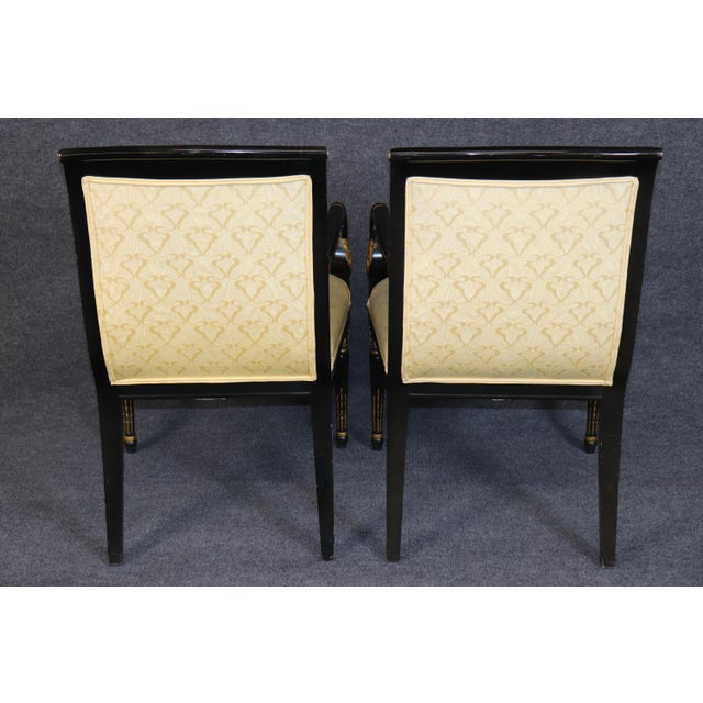 Set 12 Louis XVI Style Ebonized and Gilt Dining Chairs For Sale - Image 4 of 13
