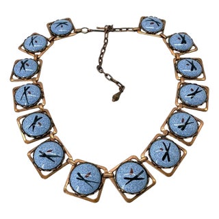 Renoir Style Copper and Enamel Link Necklace For Sale