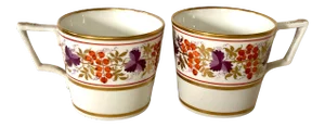 19th C. English Porcelain Espresso Cups - a Pair
