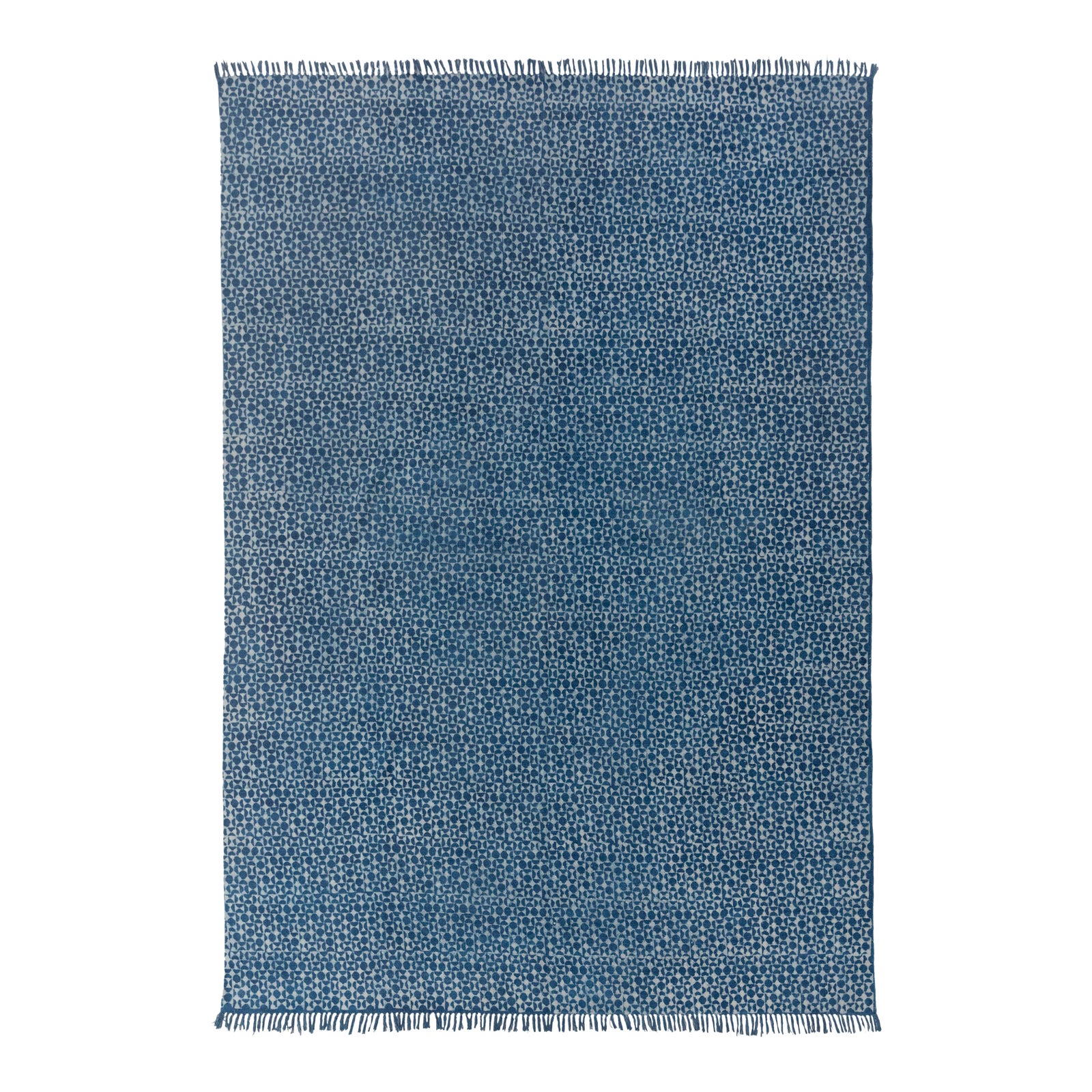 Blue Indigo Hand Woven Bohemian Cotton Flatweave Kilim Rug, Boho Blue ...