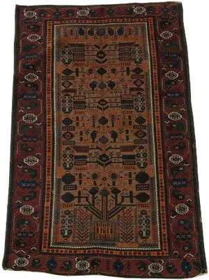 1920s Vintage Persian Balouch Rug - 3′4″ × 5′9″