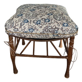 Antique English Thebes Stool With Custom Pierre Fret Le Manach Down Filled Cushion For Sale