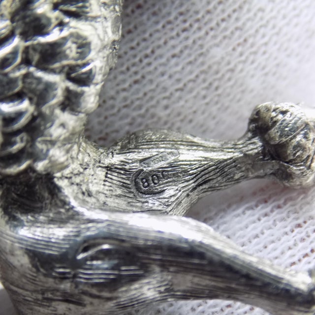 Vintage Italian Handmade Genuine Silver Rare Poodle Dog Heavy Solid Figurine For Sale - Image 6 of 8
