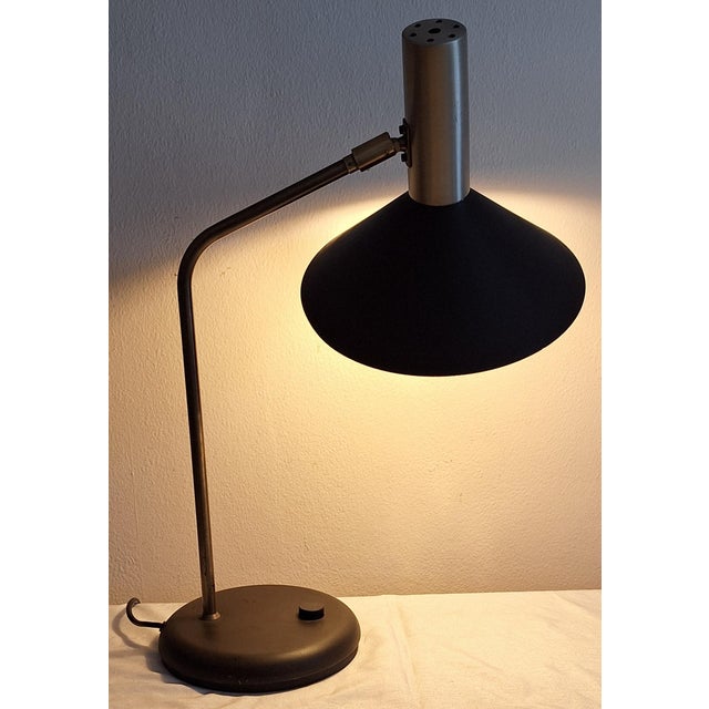 1970s Adjustable German Desk Lamp with Dark Brown Metal Base and Shade from Pfäffle Leuchten, 1970s For Sale - Image 5 of 8
