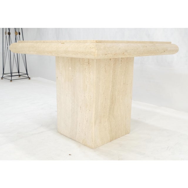 Travertine 27x27" Square Top & Pedestal Base Side Occasional Table Stand For Sale - Image 9 of 11
