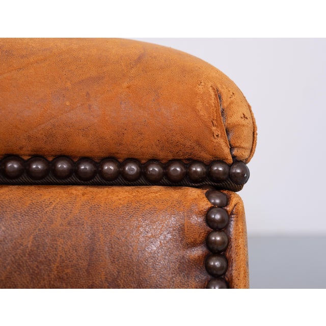 Mid-Century Modern Sheepskin Leather Pouf with Storage, 1970s For Sale - Image 3 of 11