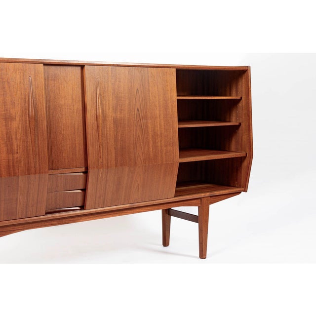 Mid-Century Danish Modern Teak High Sideboard or Bar Cabinet 1960s For Sale - Image 11 of 17