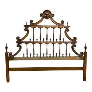 French Solid Wood Carved Pagoda Style King Headboard For Sale
