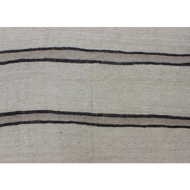 Textile Minimalist Design Vintage Turkish Kilim Runner With Creams, Brown and Taupe For Sale - Image 7 of 9