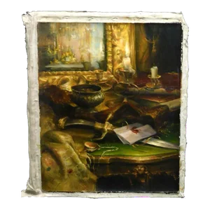 "Open Letter and Chain Watch" Vladimir Ekimov Original Hand Signed Oil Painting on Canvas